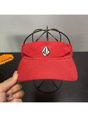 Volcom Red Adjustable Visor Hat One Size Embroidered Logo